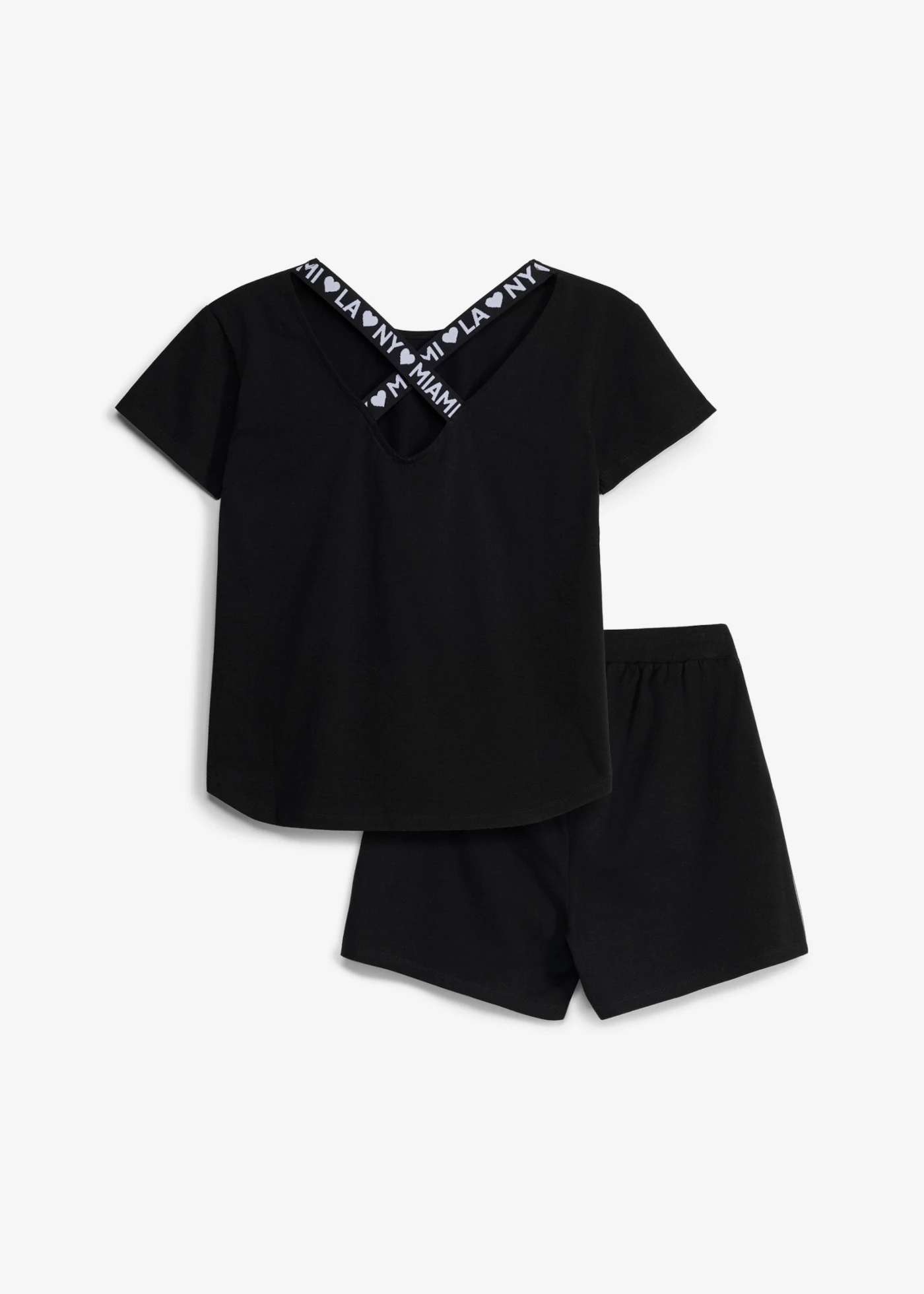 Shirt en short van een elastisch biologische katoenmix  (2-dlg. set) • zwart • product-page.page-title-suffix