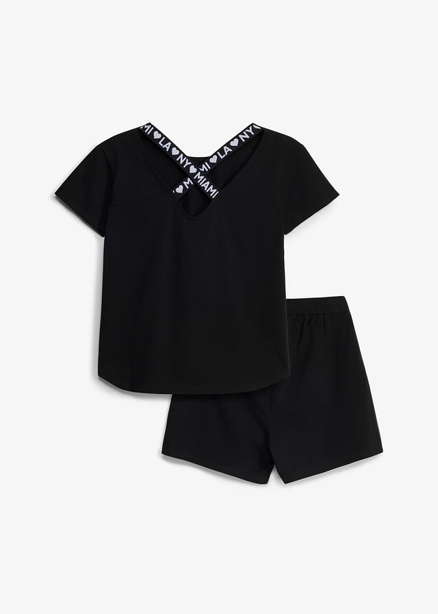 T-shirt i szorty z mieszanki bawełny organicznej  (2 części) • czarny • sklep bonprix