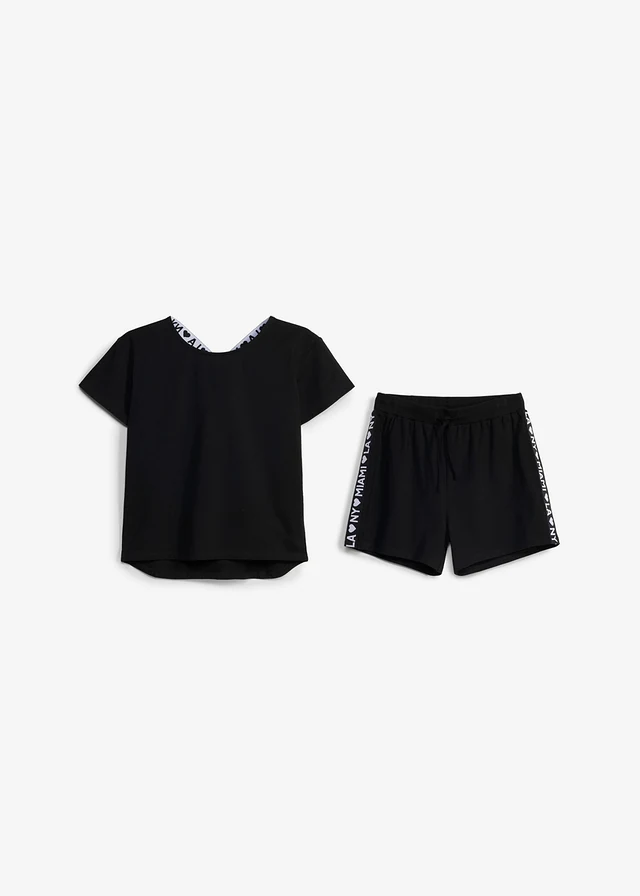 T-shirt et short (ens. 2 pces) en coton extensible • noir • product-page.page-title-suffix