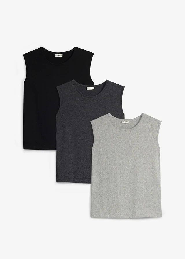 Lot de 3 débardeurs • gris clair chiné + anthracite chiné + noir • product-page.page-title-suffix