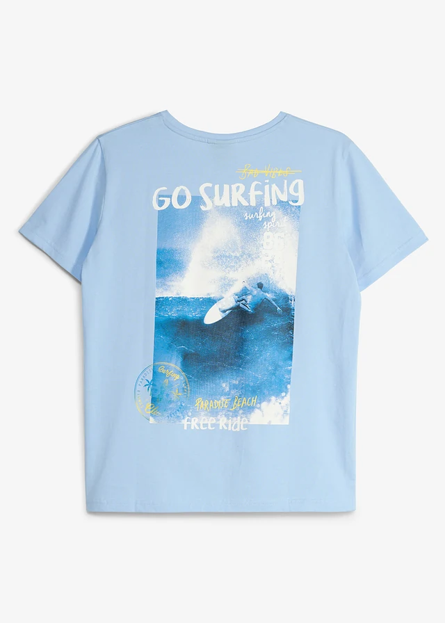 T-shirt van puur biologisch katoen met print op de rug • lichtblauw met print • product-page.page-title-suffix