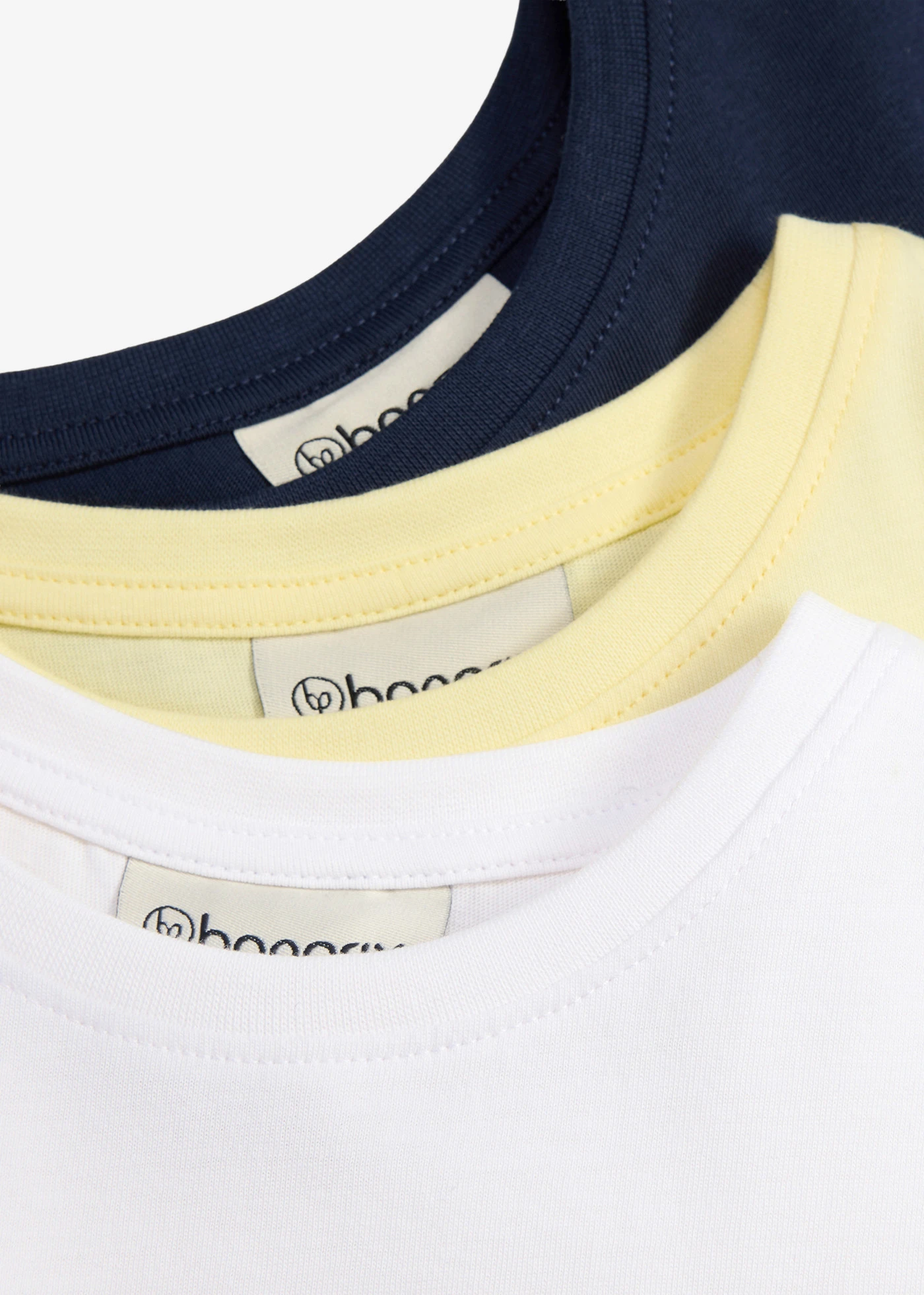 Lot de 3 T-shirts 100% coton • jaune vanille + blanc + bleu foncé • product-page.page-title-suffix