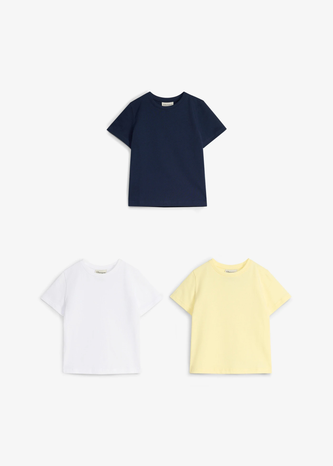 T-shirt z czystej bawełny (3 szt.) • żółty waniliowy+biały+granatowy • sklep bonprix