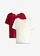 Zwangerschapsshirt met diepe ronde hals (set van 2), Kleur: wolwit+wilde kers