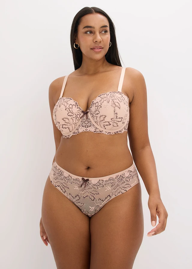 Soutien-gorge multi-positions à armatures, Couleur: beige mat-marron foncé imprimé