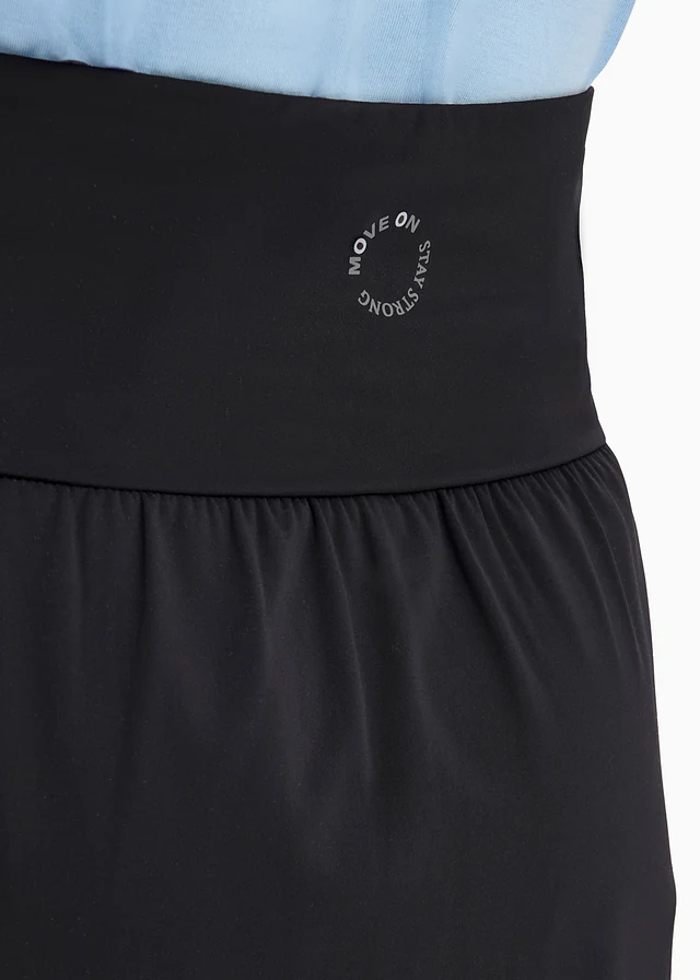 Fustă sport cu colanți scurți integrați, cu uscare rapidă • negru • magazin bonprix