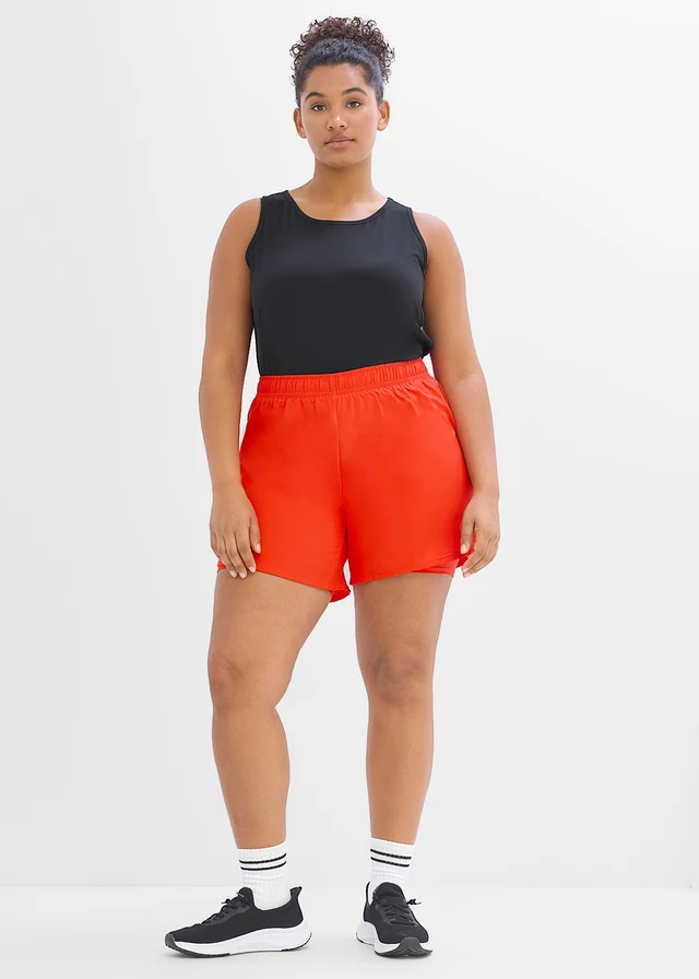 Ultralichte 2-in-1 sportshort, sneldrogend, Kleur: vlamrood