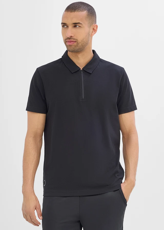 Sport poloshirt voor heren met ritssluiting, sneldrogend • zwart • product-page.page-title-suffix