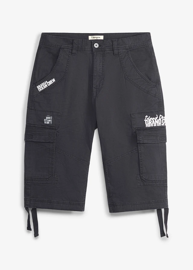 Bermuda long et regular avec poches cargo • noir imprimé • product-page.page-title-suffix