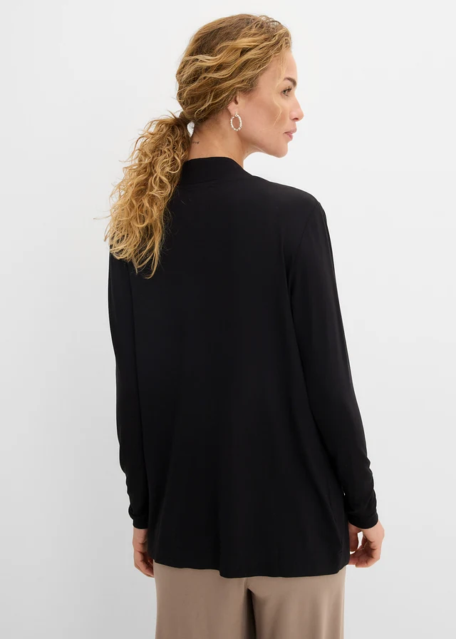 Gilet fin en viscose douce, Couleur: noir