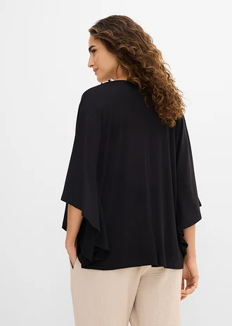 Shirt van viscose met vleermuismouwen, Kleur: zwart