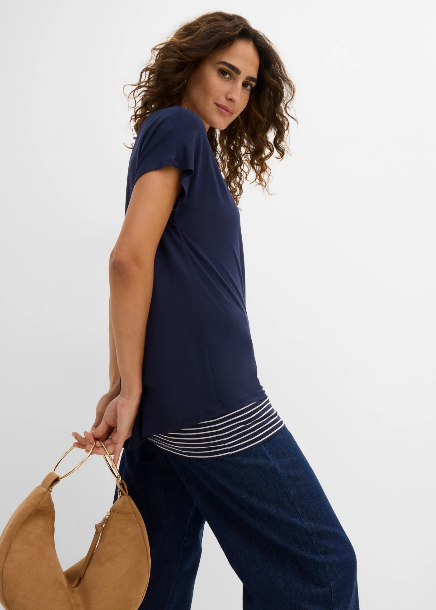 Lang shirt van een zachte viscosemix • donkerblauw/wit gestreept • bonprix online shop