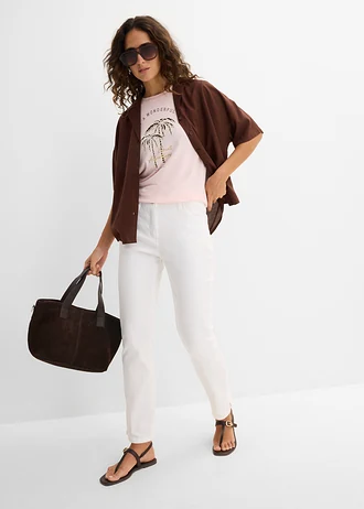Stretch broek met rechte pijpen, mid waist • wit • bonprix online shop