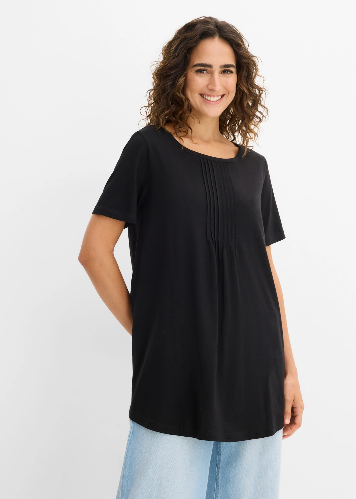 T-shirt in A-lijn, korte mouw • zwart • bonprix online shop