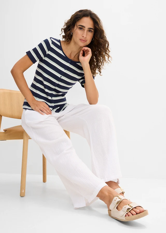 Pantalon palazzo léger en gaze de coton • blanc • product-page.page-title-suffix