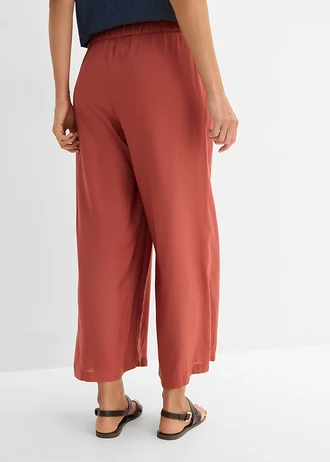 Wijde culotte van soepele viscose, Kleur: marsala
