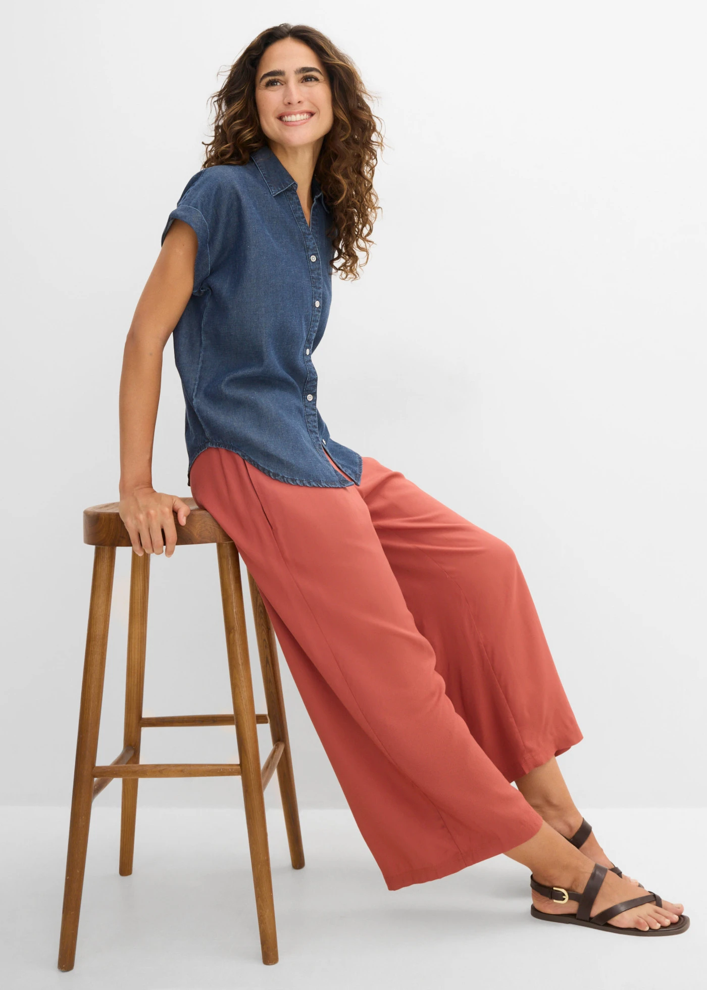 Bő Culotte nadrág puha viszkózból • marsala barna • bonprix áruház