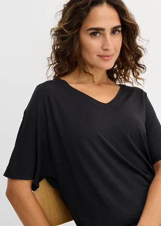 T-shirt long en viscose extensible • noir • Boutique bonprix