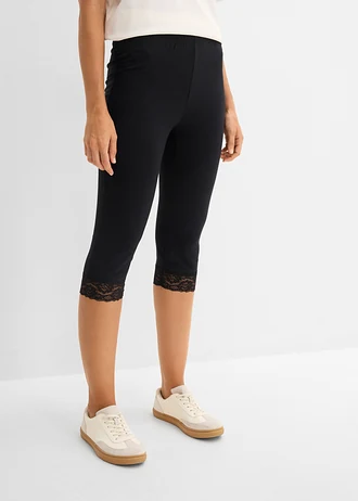 Capri legging csipke részlettel • fekete • bonprix áruház
