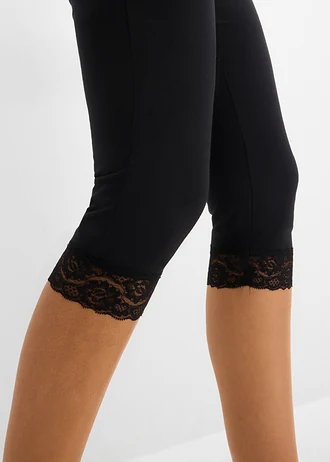 Capri legging csipke részlettel • fekete • bonprix áruház