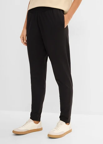 Žerzejové kalhoty z bavlněné směsi • černá • bonprix obchod