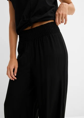 Pantaloni bufanți din viscoză fluidă • negru • magazin bonprix