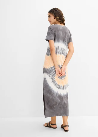 Robe en jersey 100% coton • gris fumé/orange/blanc imprimé • Boutique bonprix
