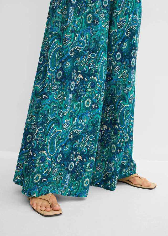 Paslazzo broek van soepele viscose • donkersmaragd-middenblauw paisley • product-page.page-title-suffix
