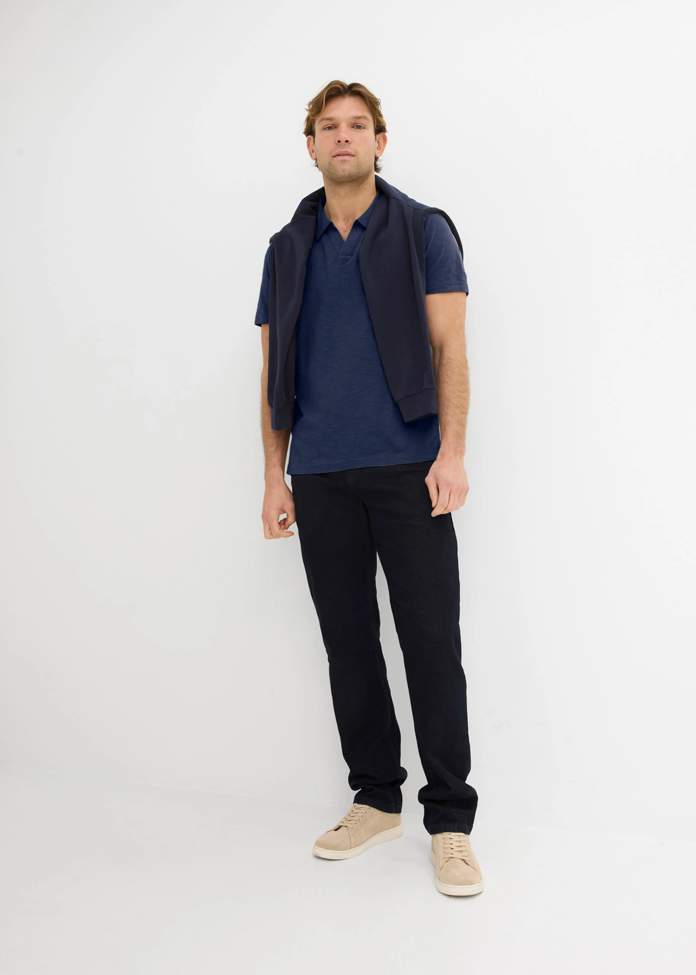 Lot de 3 polos 100% coton • bleu foncé+olive fumé+blanc • Boutique bonprix