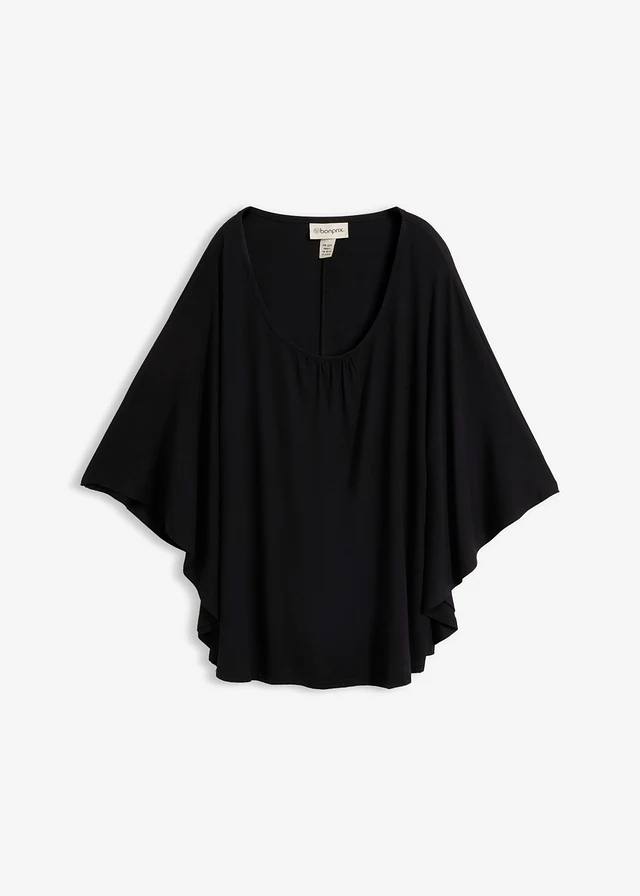 Shirt van viscose met vleermuismouwen • zwart • bonprix online shop