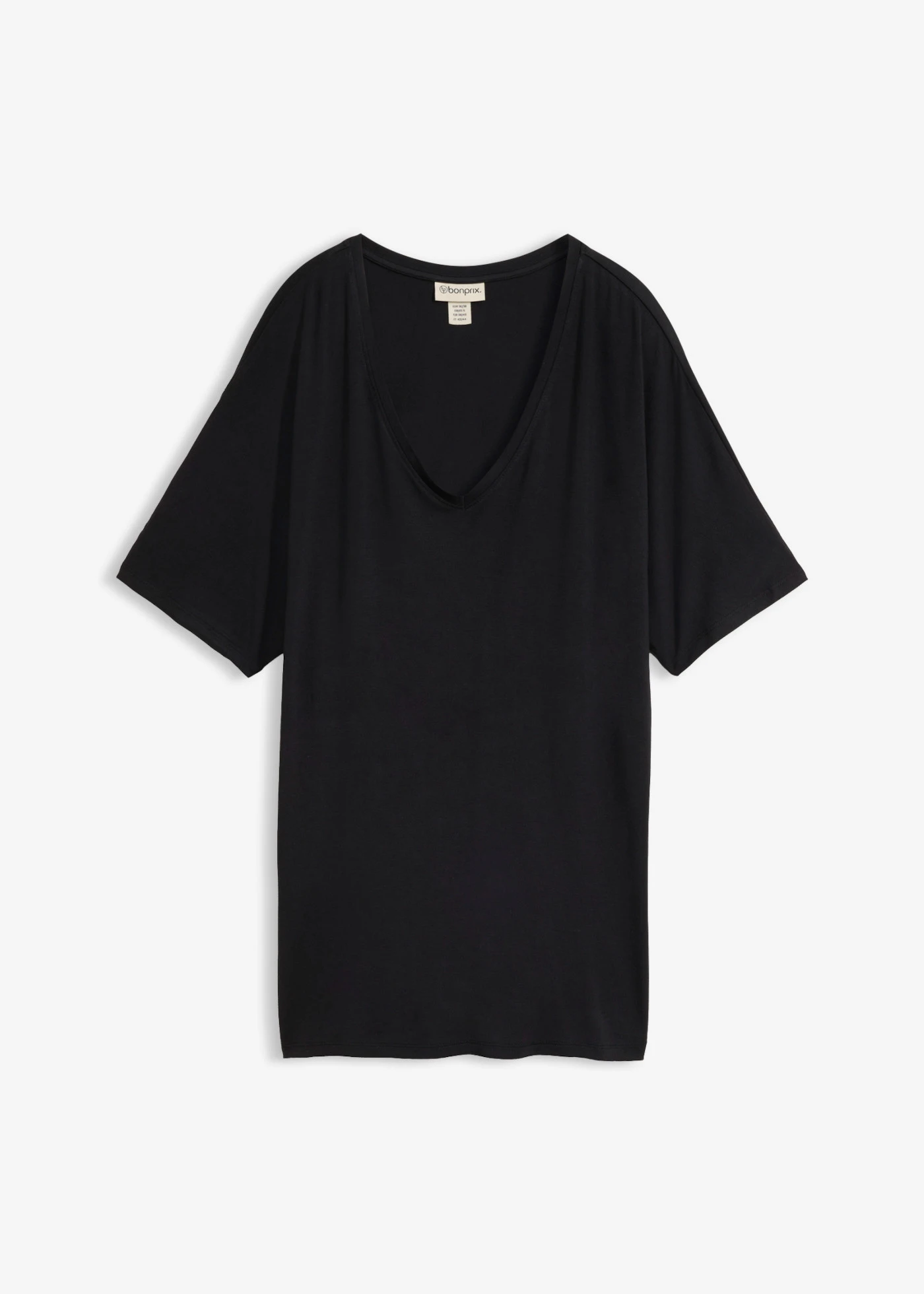 Bluză lungă din amestec de viscoză • negru • magazin bonprix