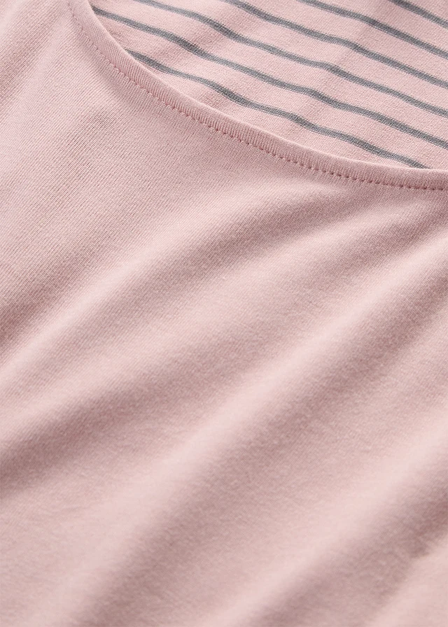 T-shirt long en viscose douce et extensible • vieux rose/gris fumé rayé • product-page.page-title-suffix