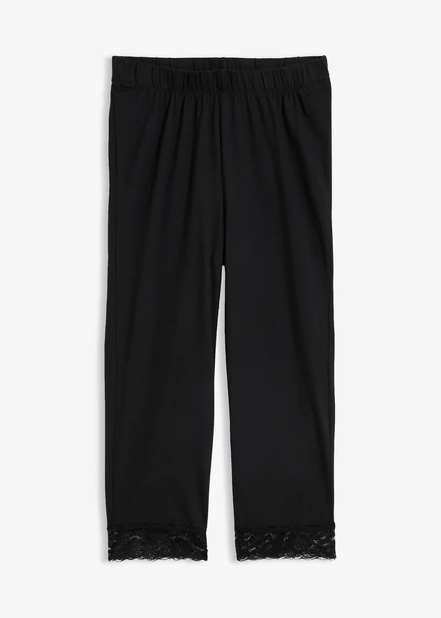 Capri legging csipke részlettel • fekete • bonprix áruház