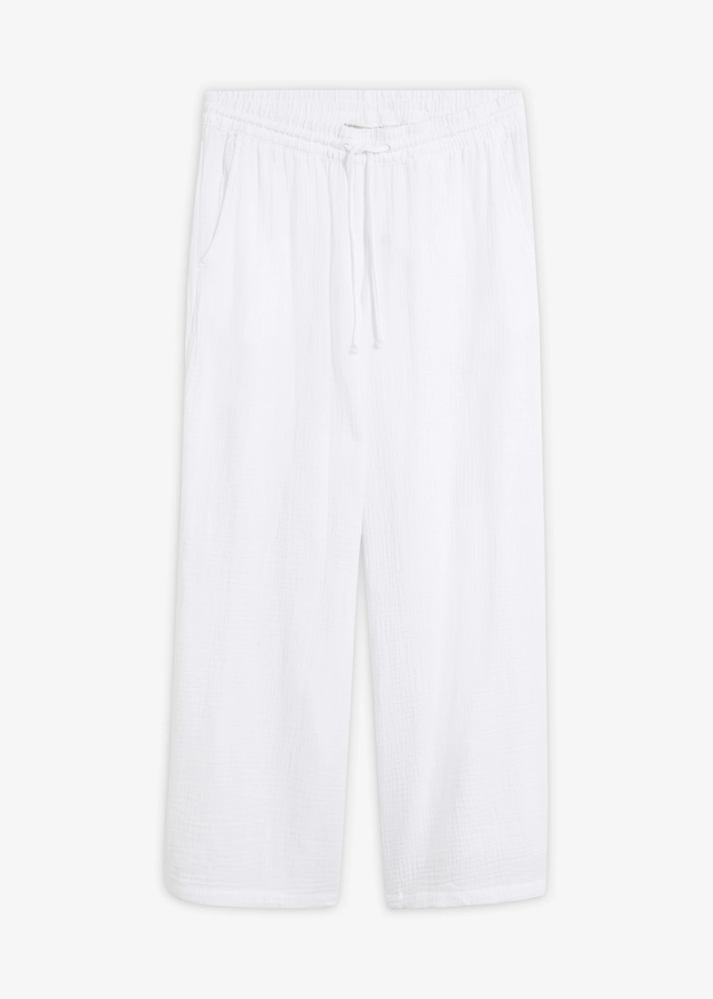 Pantalon palazzo léger en gaze de coton • blanc • Boutique bonprix