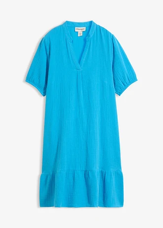 Mini jurk van mousseline, Kleur: turkoois