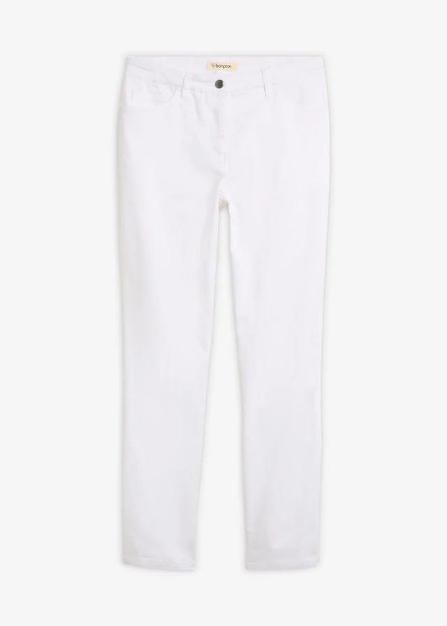 Pantaloni stretch cu talie medie, croială dreaptă pe picior