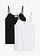 Lot de 2 tops à fines bretelles 100% coton, Couleur: blanc + noir