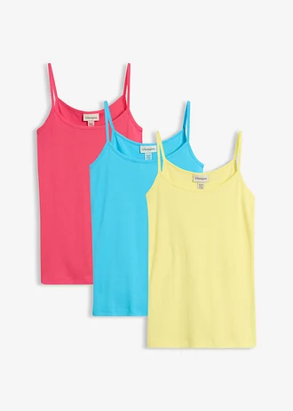 Lot de 3 tops à bretelles spaghetti 100% coton