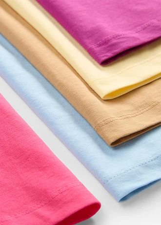 Dlouhý top z čisté bavlny (5 ks v balení) • tmavě pink + fialovorůžová + světle modrá + světle žlutá + ledová káva • bonprix obchod