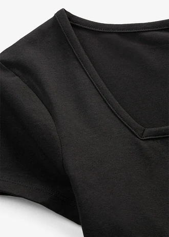 Bluză cu mânecă scurtă, cu decolteu pătrat • negru • magazin bonprix