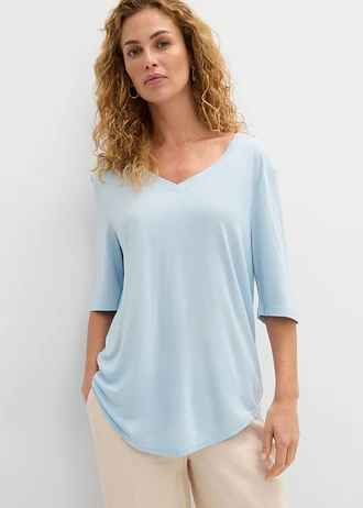 Lot de 2 T-shirts longs et doux en viscose • bleu clair+bleu foncé • Boutique bonprix