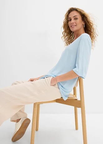 Lot de 2 T-shirts longs et doux en viscose • bleu clair+bleu foncé • Boutique bonprix