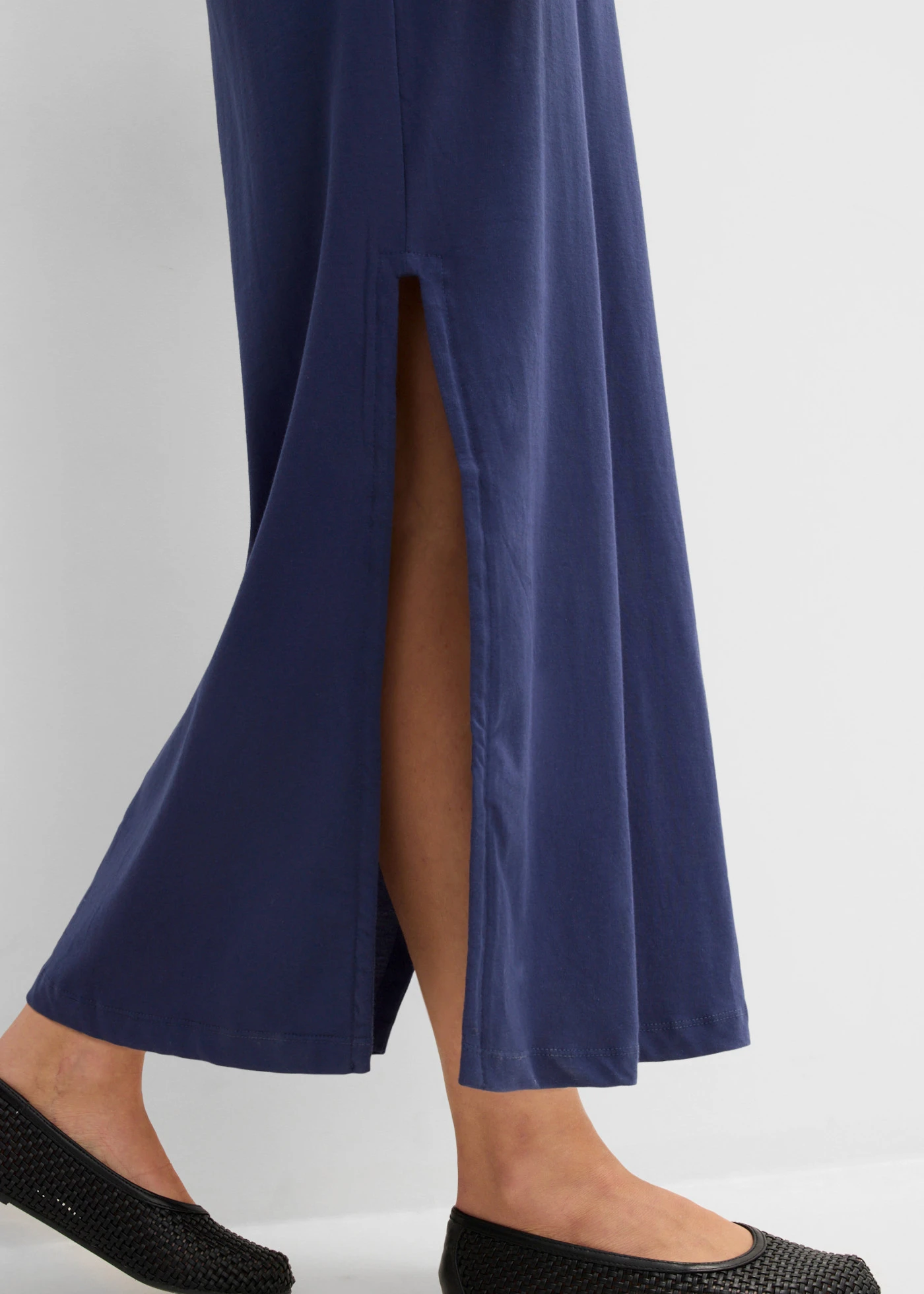 Katoenen maxi jurk met split • middernachtblauw • bonprix online shop