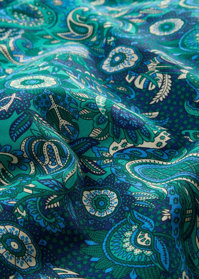 Pantalon palazzo en viscose fluide • émeraude foncé/bleu moyen paisley • product-page.page-title-suffix