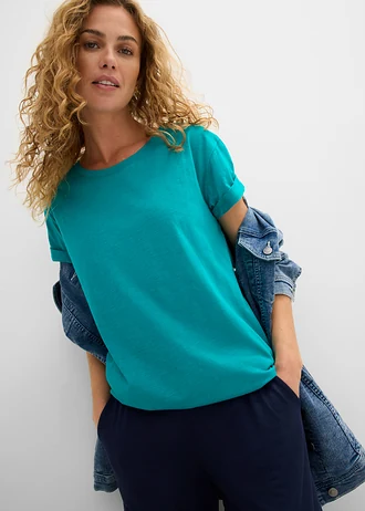 T-shirt long 100% coton • émeraude • Boutique bonprix