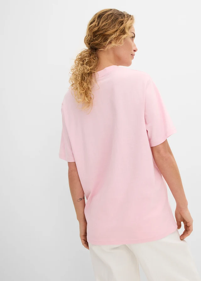 Lot de 5 T-shirts longs et amples à col V • rose cristal + menthe pastel + turquoise mat + mauve fumé + blanc • product-page.page-title-suffix