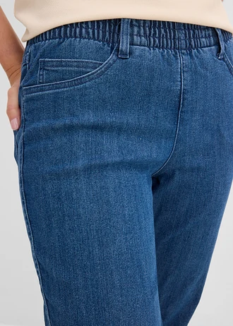 Mid waist jeans met comfortband, straight (set van 2) • blauw denim+zwart • bonprix online shop