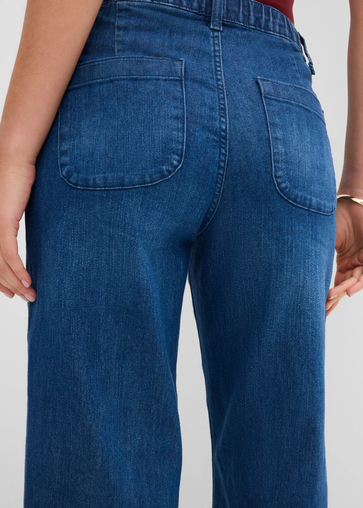 Jeansy wide leg, high waist z wygodną talią • niebieski "stone" • sklep bonprix
