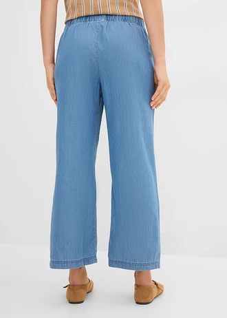 Wide leg high waist jeans, cropped • lichtblauw denim • bonprix online shop