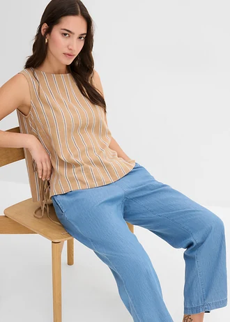 Wide leg high waist jeans, cropped • lichtblauw denim • bonprix online shop